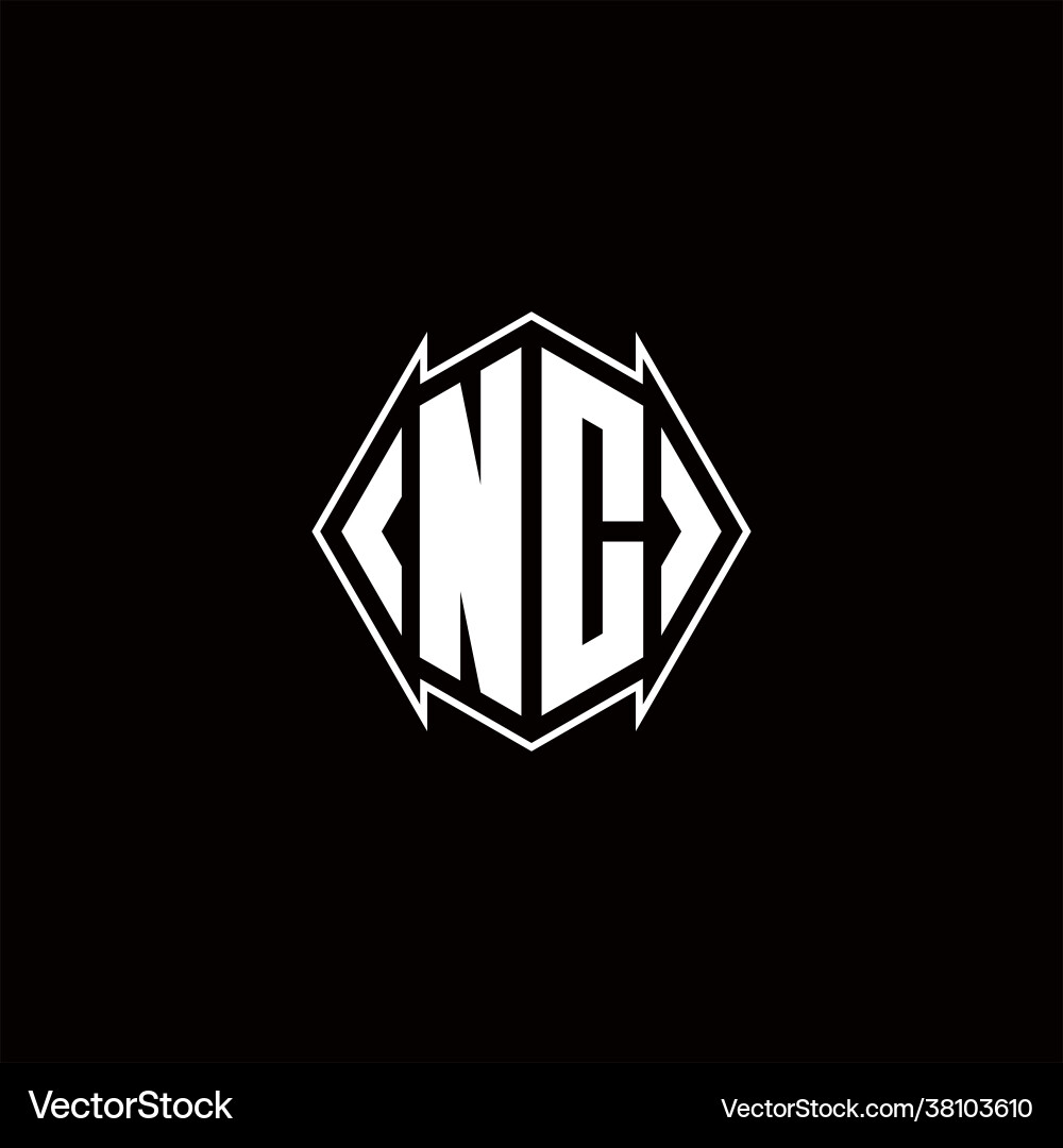 Nc logo monogram with shield shape designs Vector Image