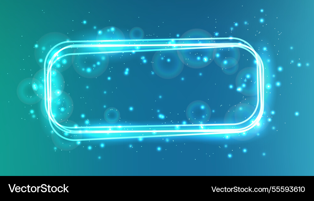 Neon rectangular frame with shining effects Vector Image