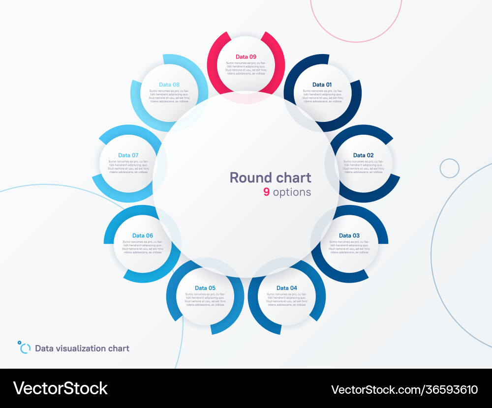 Nine Part Circle Chart Template vector image