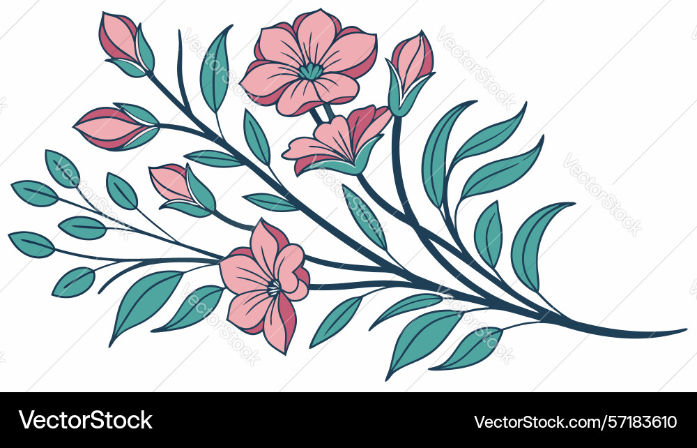 Rustic floral branch design generative ai vector image