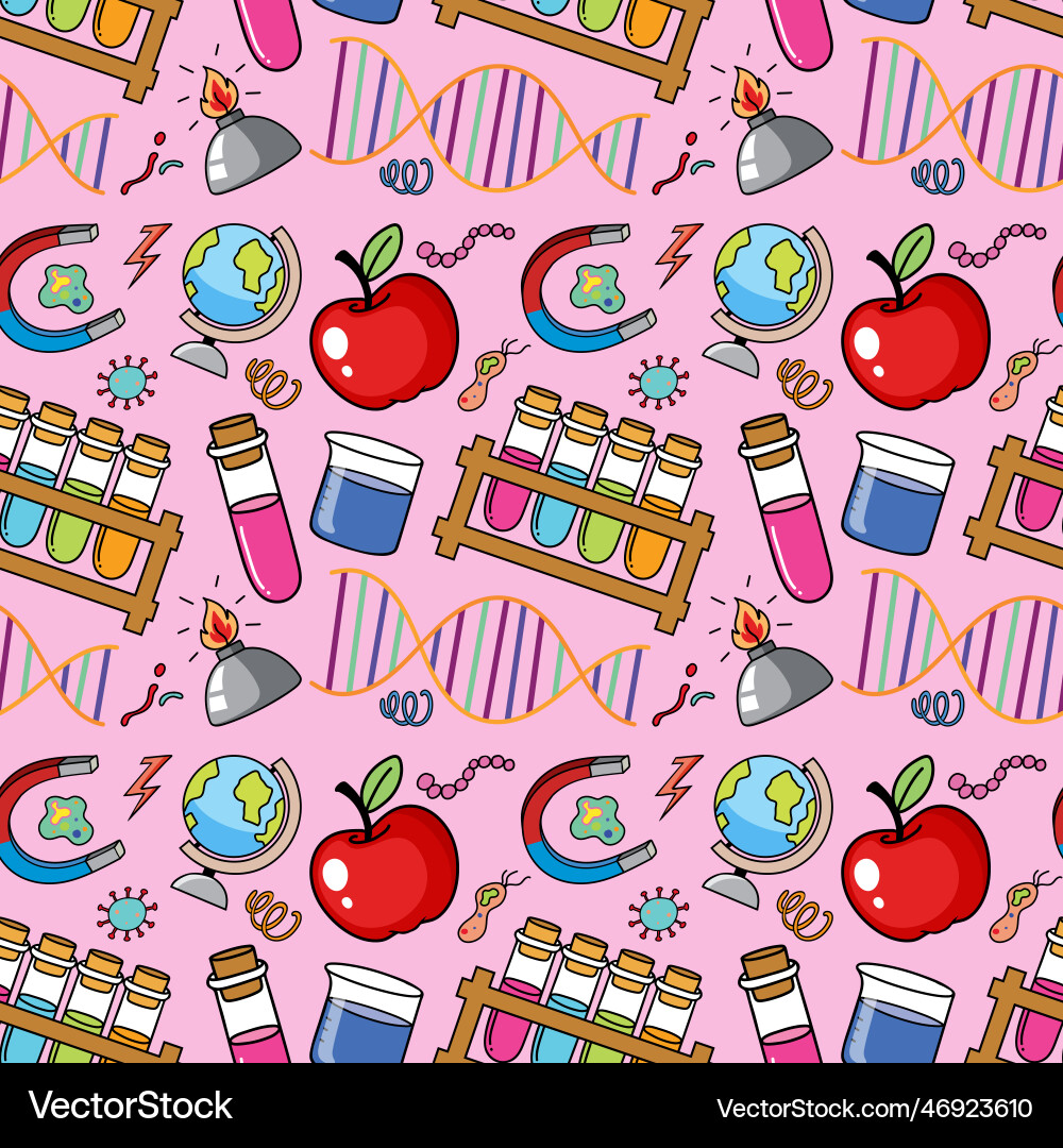 Science objects and icons seamless pattern vector image