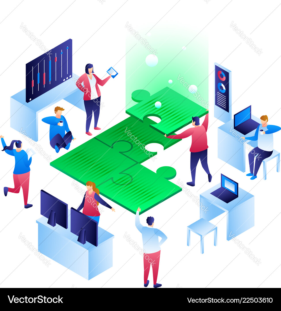 Solution concept background isometric style Solution concept background isometric style vector image