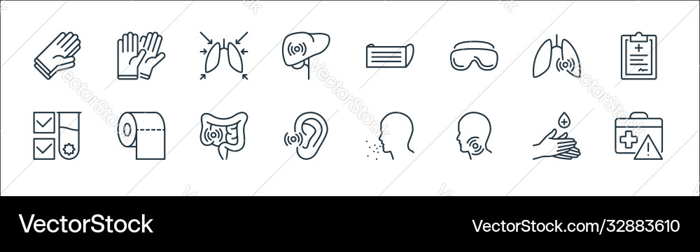 Stop virus line icons linear set quality Vector Image