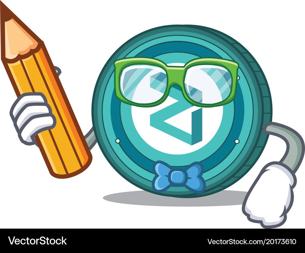 Student zilliqa coin character cartoon Vector Image