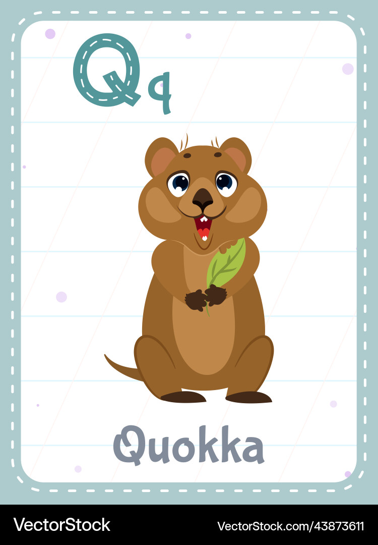 Alphabet printable flashcard with letter q vector image