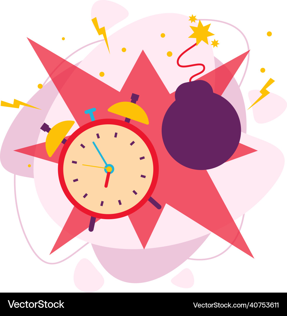 Bell on the clock explodes like a bomb Bell on the clock explodes like a bomb vector image
