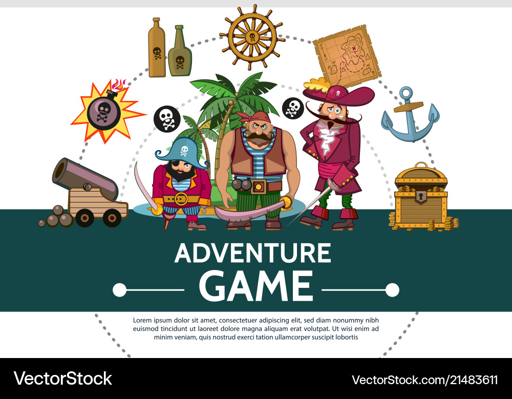 Cartoon adventure game ui elements composition Cartoon adventure game ui elements composition vector image
