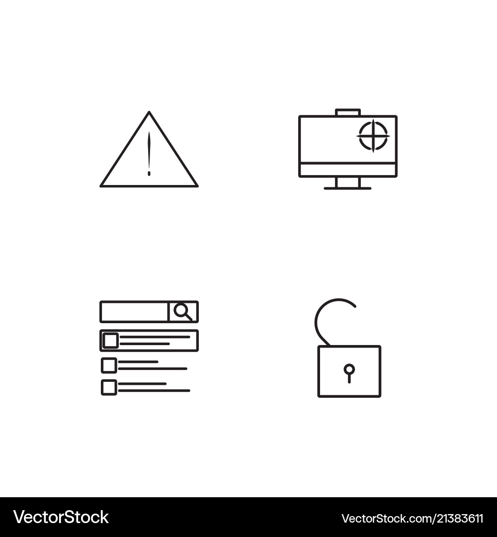 Cyber security linear icons set simple outline vector image