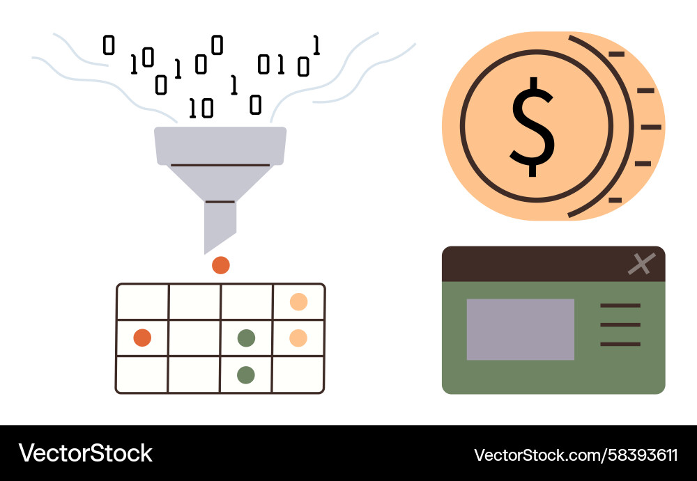 Data Stream Filtering & Analysis Vector Image