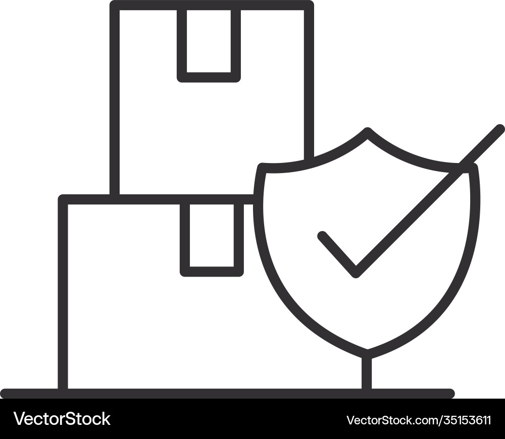Delivery boxes with check mark line style design vector image
