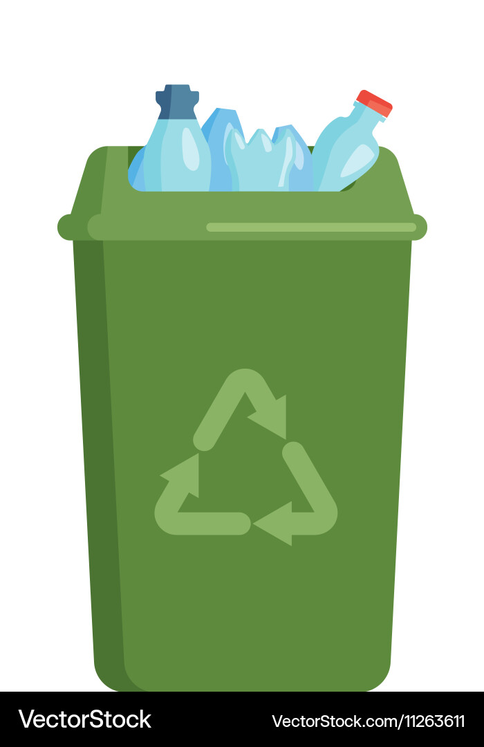 Garbage trash bin flat vector image
