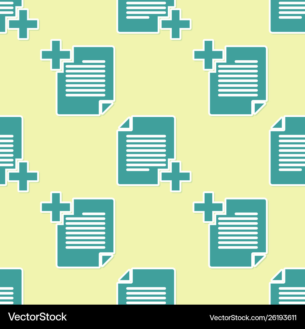 Green add new file icon isolated seamless pattern Green add new file icon isolated seamless pattern vector image