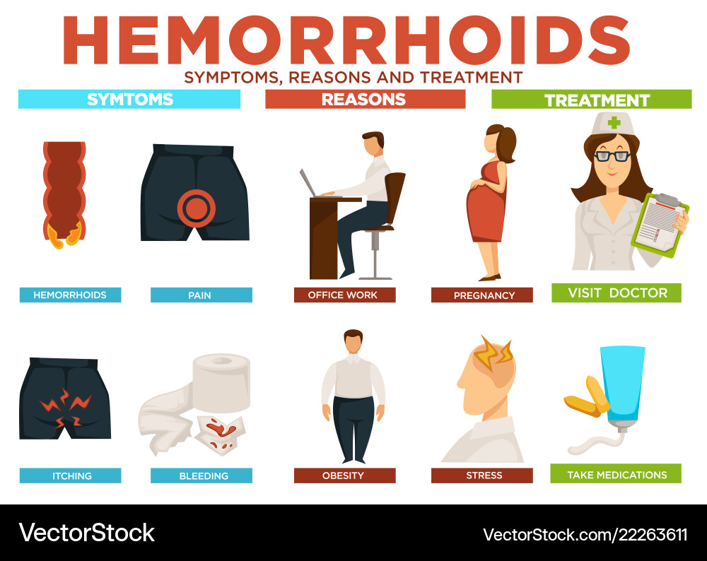 Hämorrhoiden Symptome Gründe und Behandlung Poster Hämorrhoiden Symptome Gründe und Behandlung Poster vektorbild