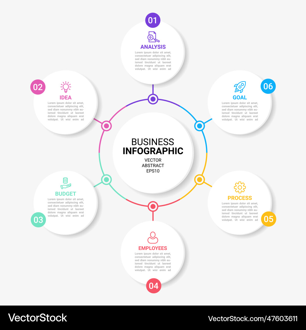 Infograph elements circle chart 6 steps Vector Image