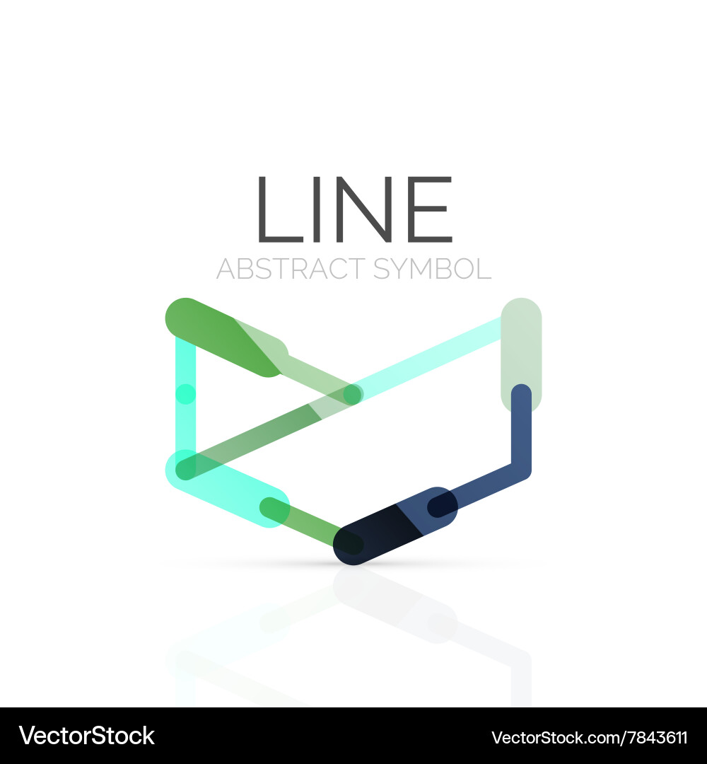 Linear abstract logo connected multicolored vector image
