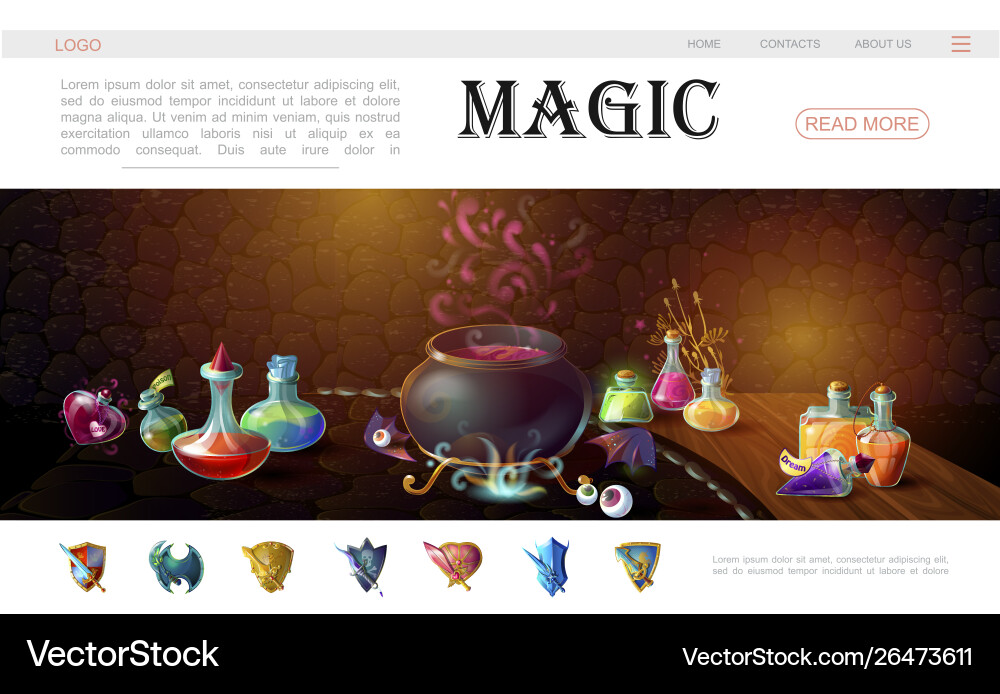 Magic Game Elements Website vector image
