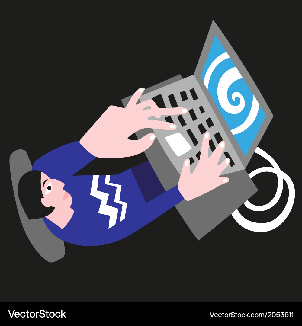 Man at the computer - cartoons Vector Image