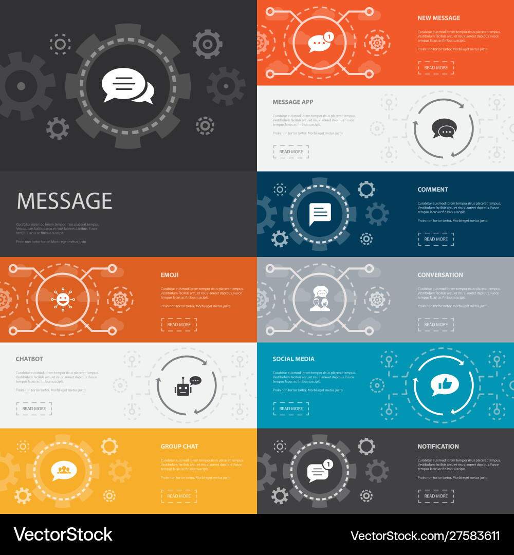 Message infographic 10 line icons bannersemoji Vector Image