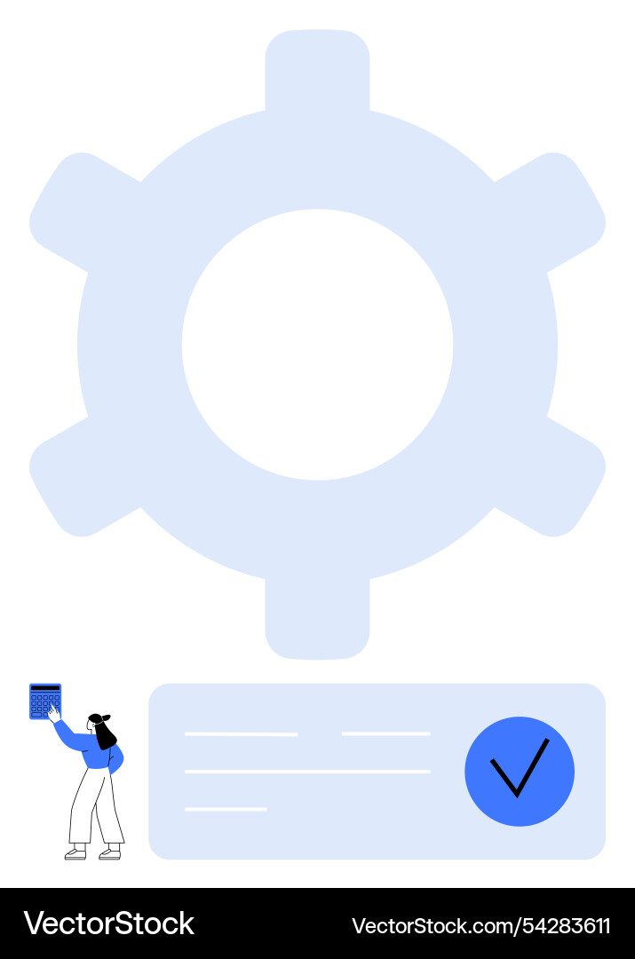 Person completing checklist in front of a large Vector Image