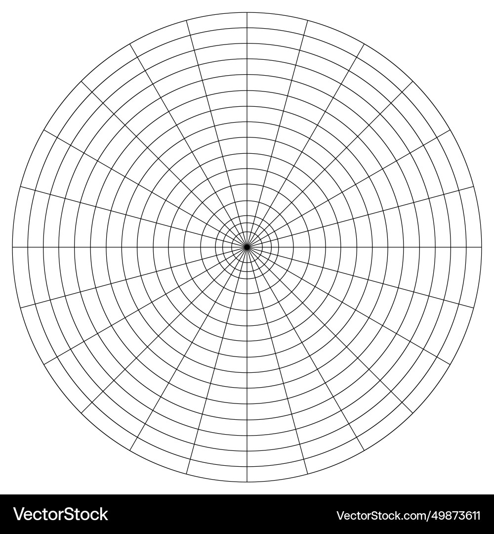 Polar coordinate circular grid isolated on white vector image
