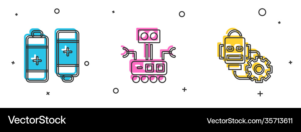 Set battery robot and setting icon Vector Image