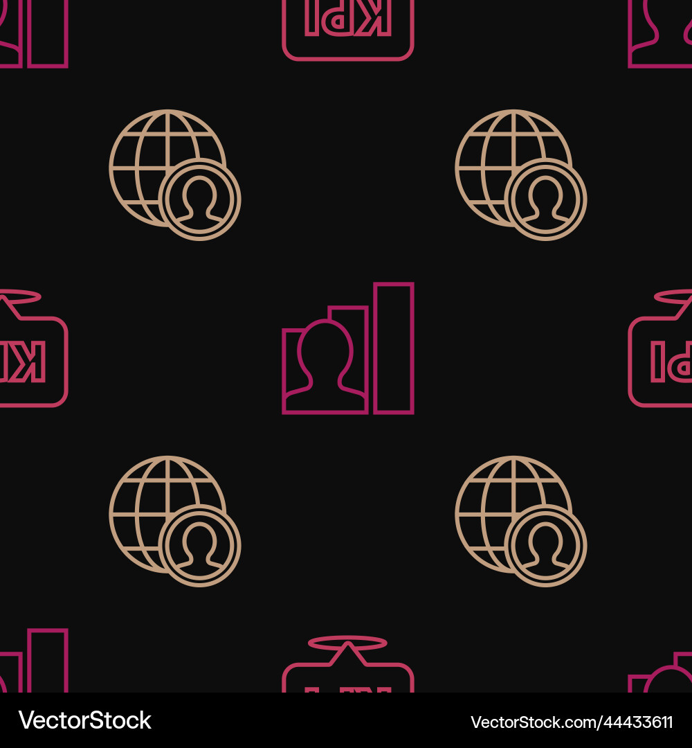 Set line key performance indicator globe Set line key performance indicator globe Vector Image