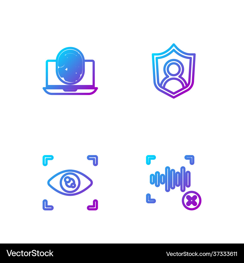 Set line rejection voice recognition eye scan Set line rejection voice recognition eye scan vector image