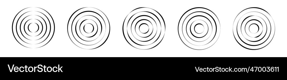 Set of circular ripple icons concentric circles Set of circular ripple icons concentric circles vector image