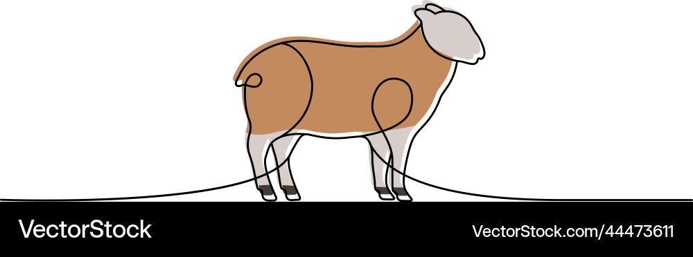 Sheep one line colored continuous drawing Sheep one line colored continuous drawing vector image
