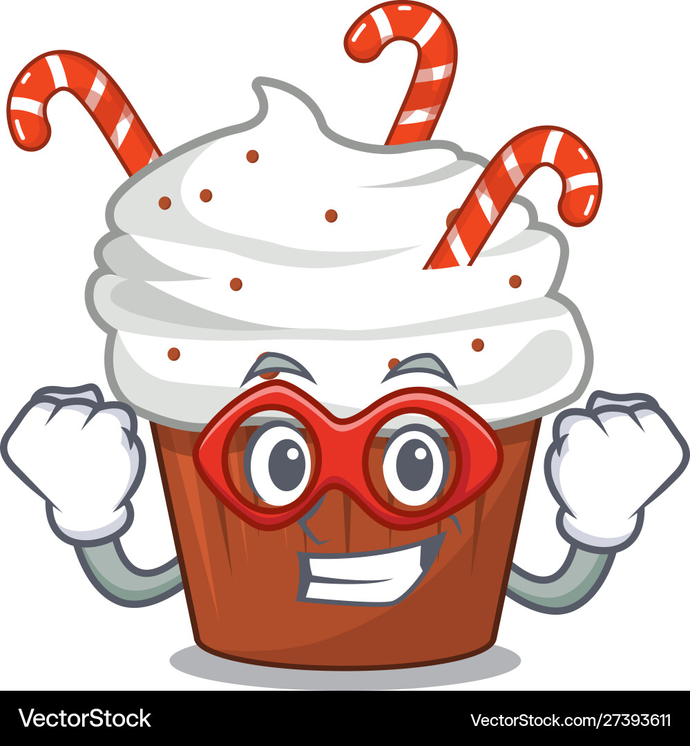 Super Held Weihnachten Cupcake serviert auf Cartoon Super Held Weihnachten Cupcake serviert auf Cartoon vektorbild