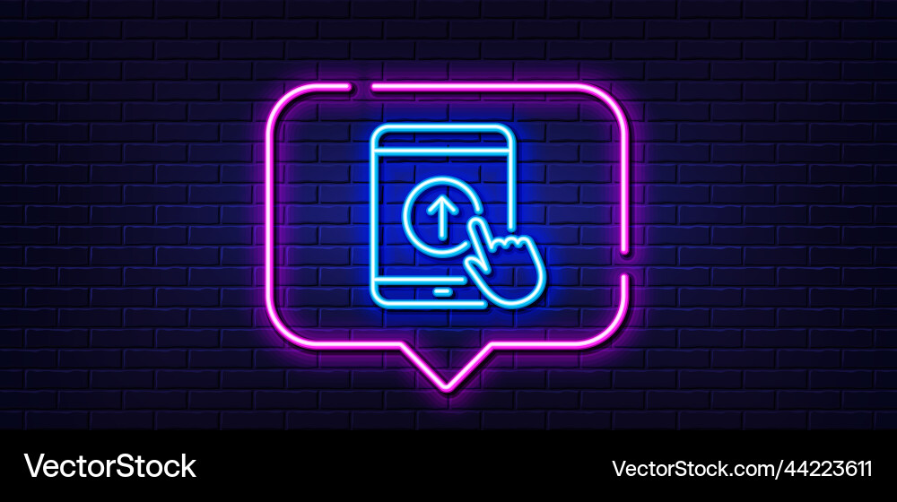 Swipe up tablet pc line icon scrolling arrow sign Swipe up tablet pc line icon scrolling arrow sign vector image