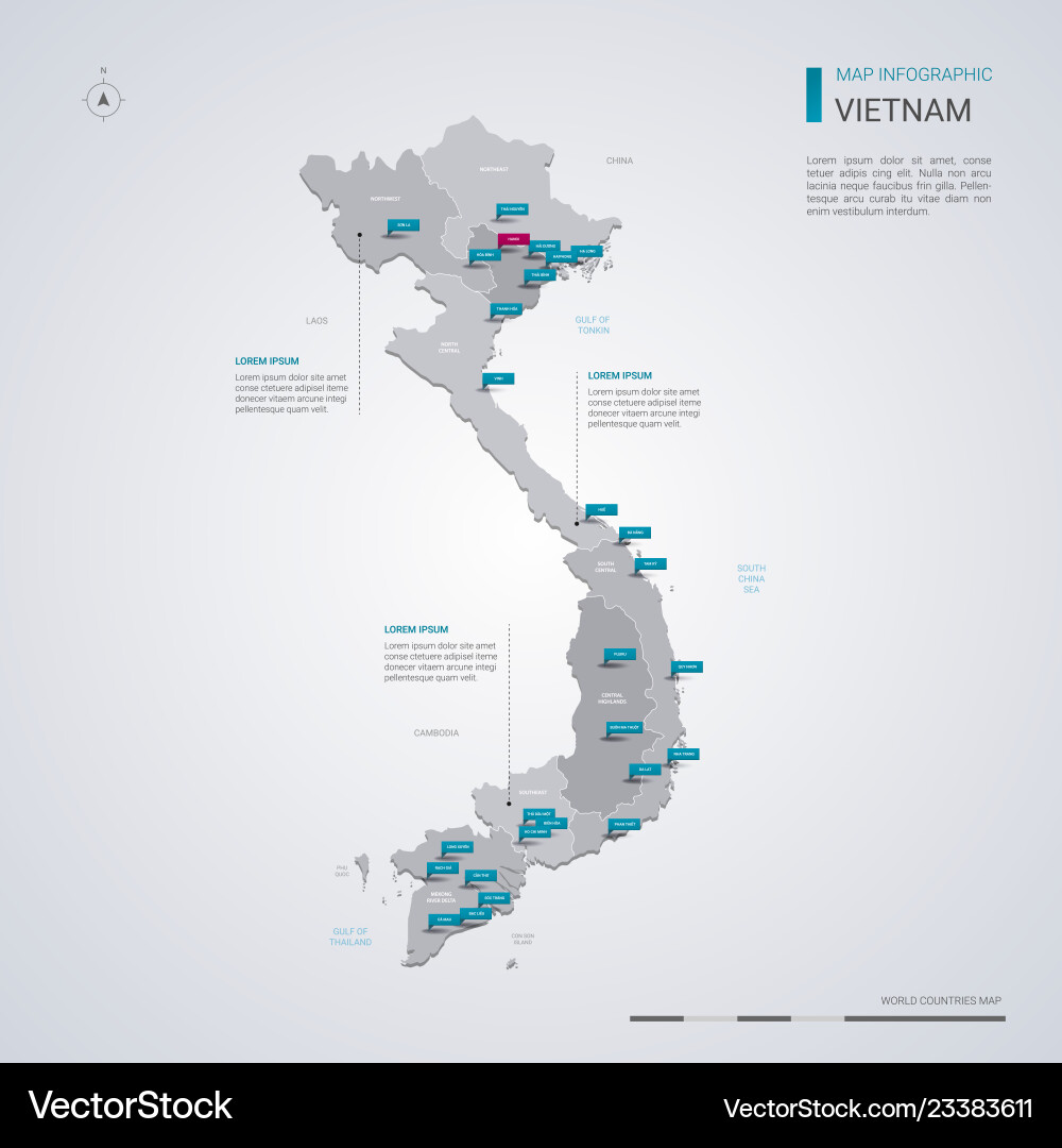 Vietnam Map with Infographic Elements vector image