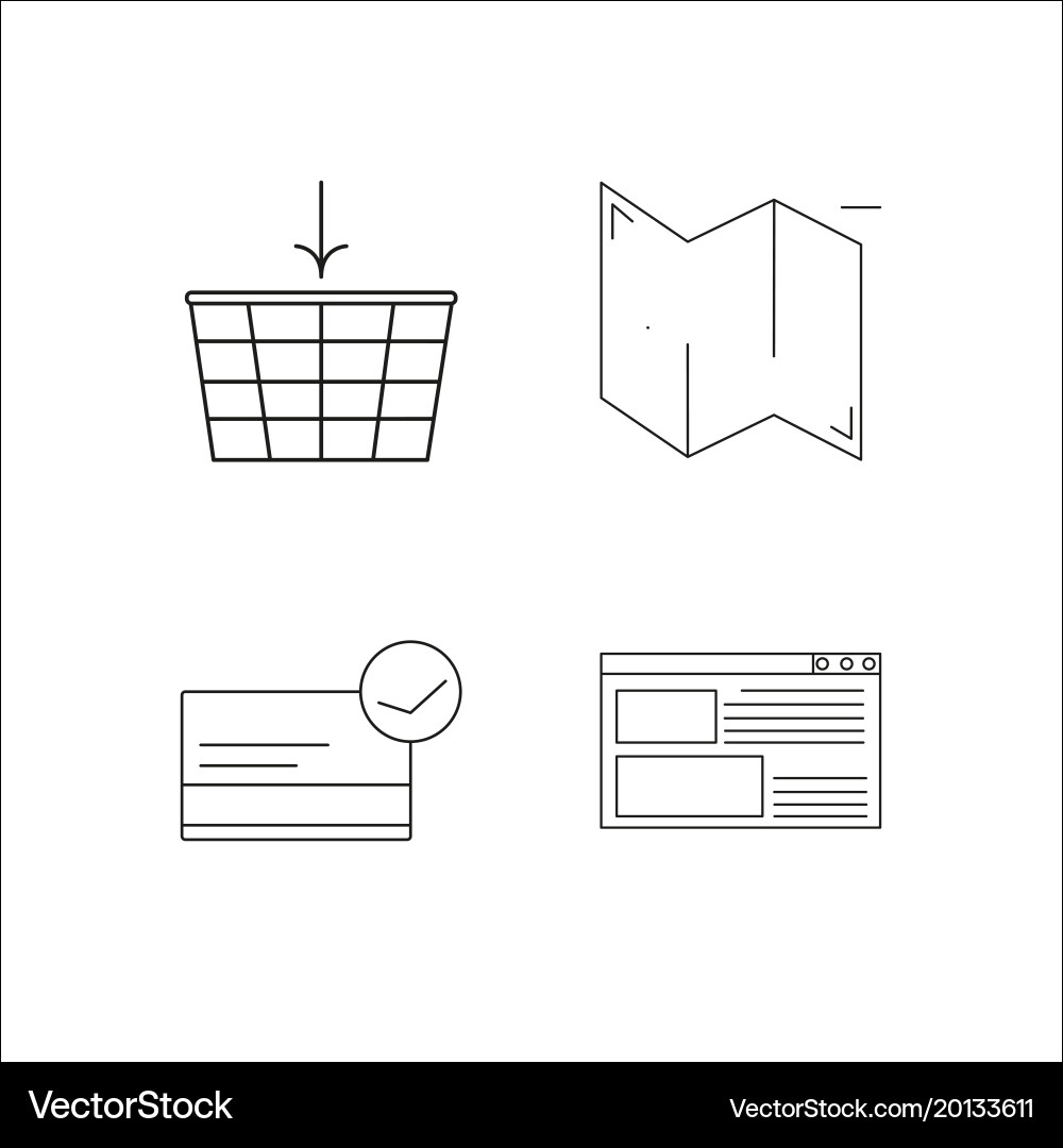 Web simple linear icon setsimple outline icons vector image