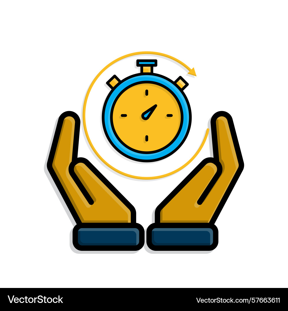 Work icon time tracker in two hand counter clock Work icon time tracker in two hand counter clock vector image
