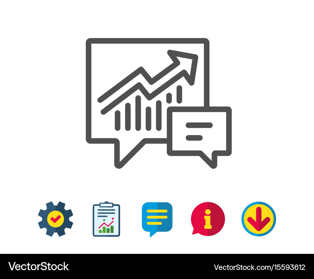 Chart line icon report graph in speech bubble vector image