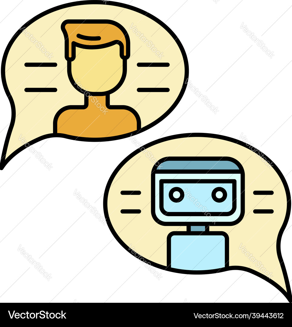 Conversation with chat bot icon color outline Conversation with chat bot icon color outline vector image