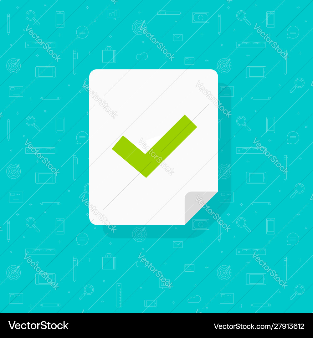 Document page with checkmark or tick icon Document page with checkmark or tick icon vector image