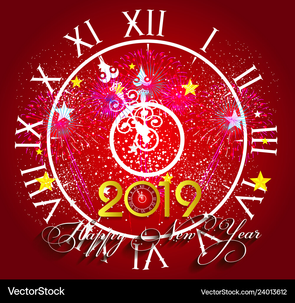 Firework displayed for happy new year 2019 Vector Image