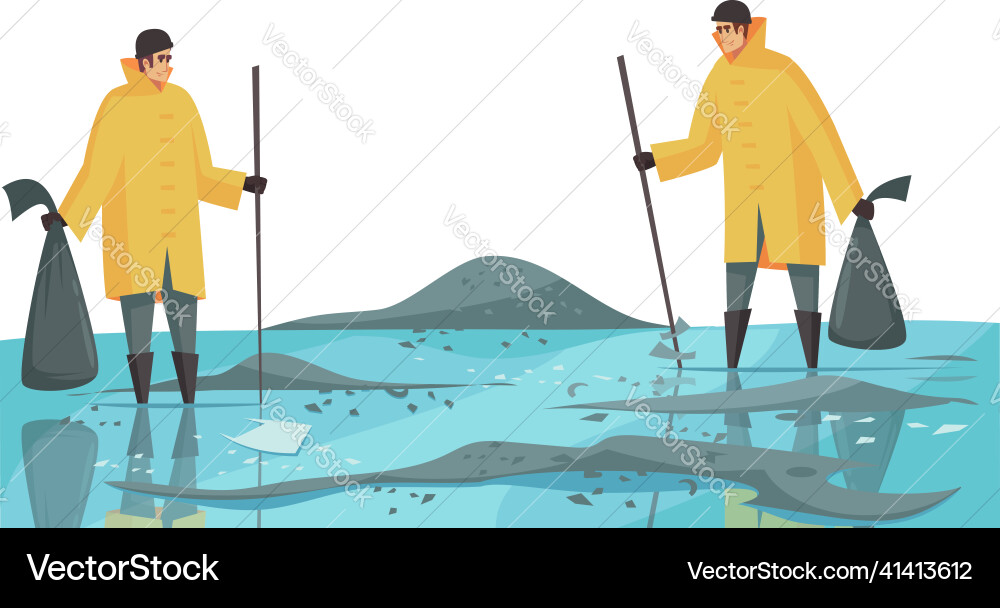 Garbage collectors pollution composition Garbage collectors pollution composition vector image