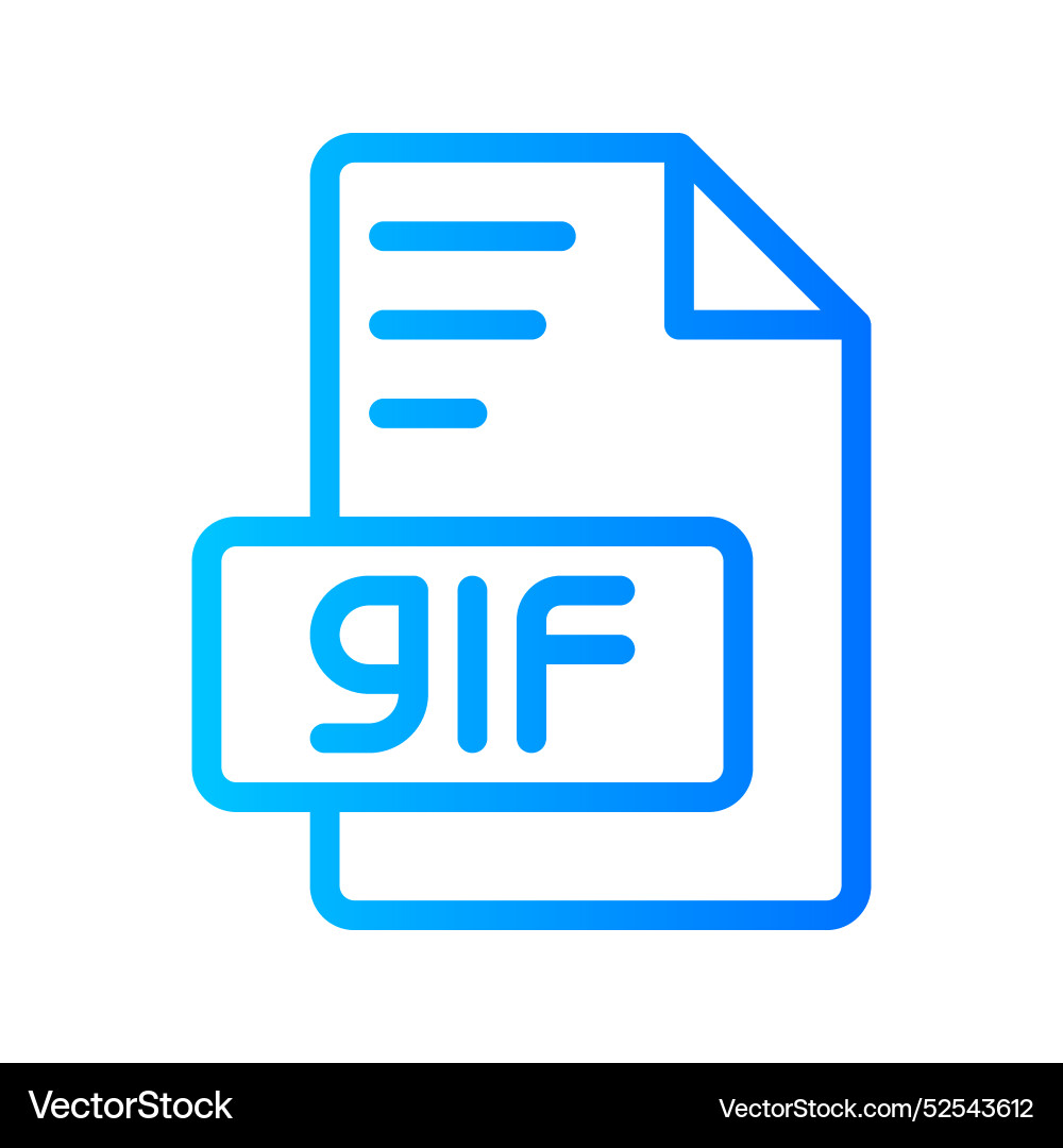 Gif document file picture gradient icon format Gif document file picture gradient icon format vector image