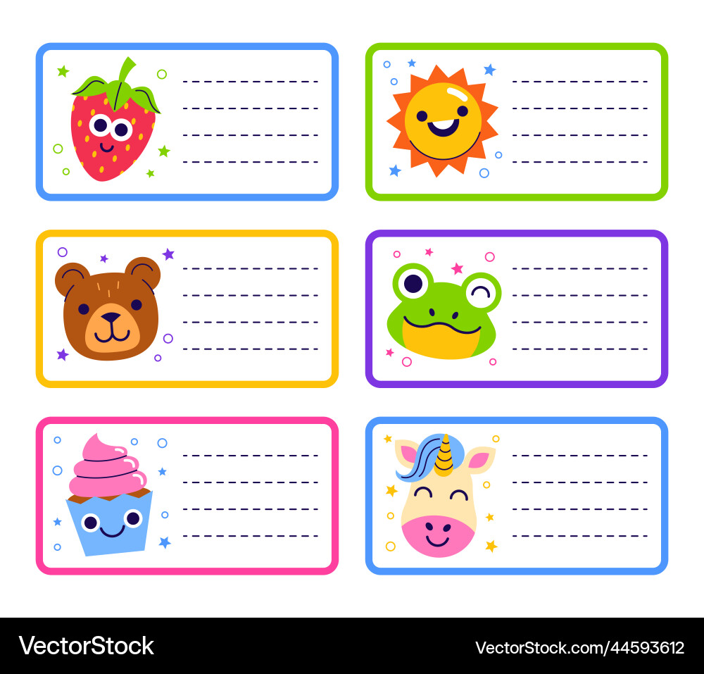 Hand drawn notebook label set Hand drawn notebook label set vector image