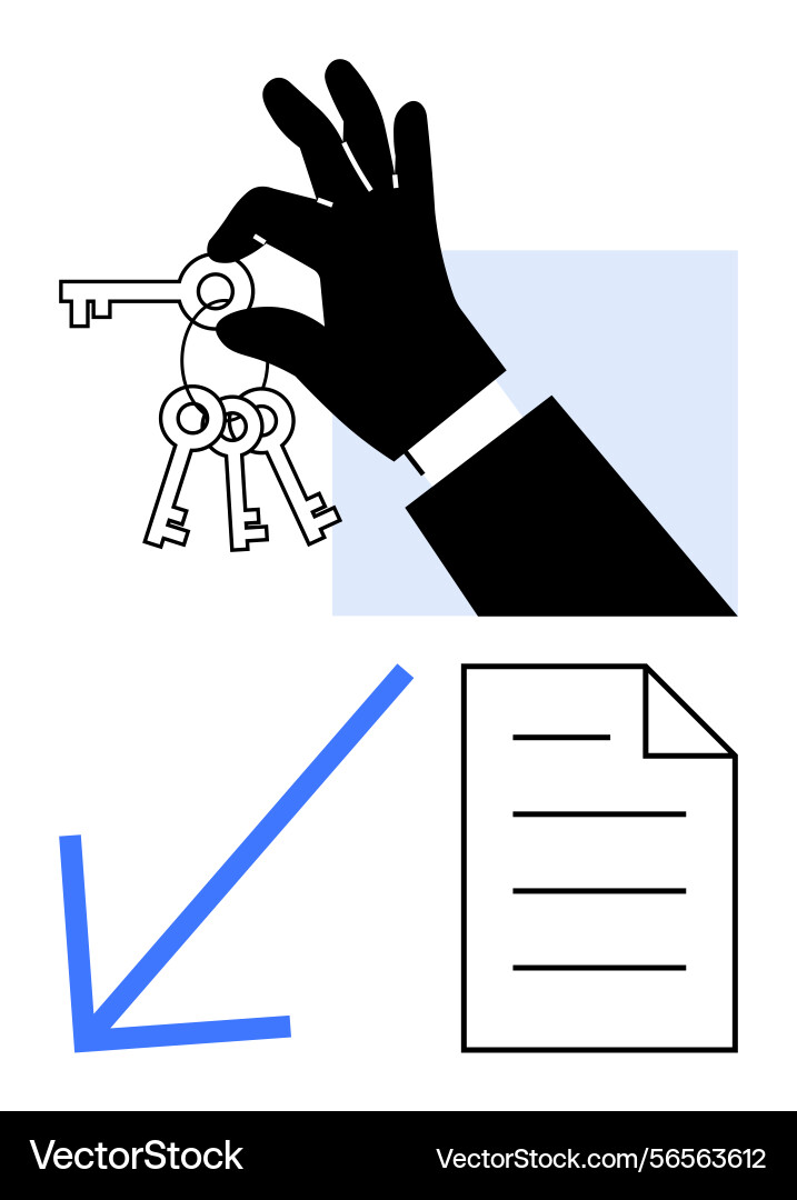 Hand holding keys with document and arrow Hand holding keys with document and arrow vector image