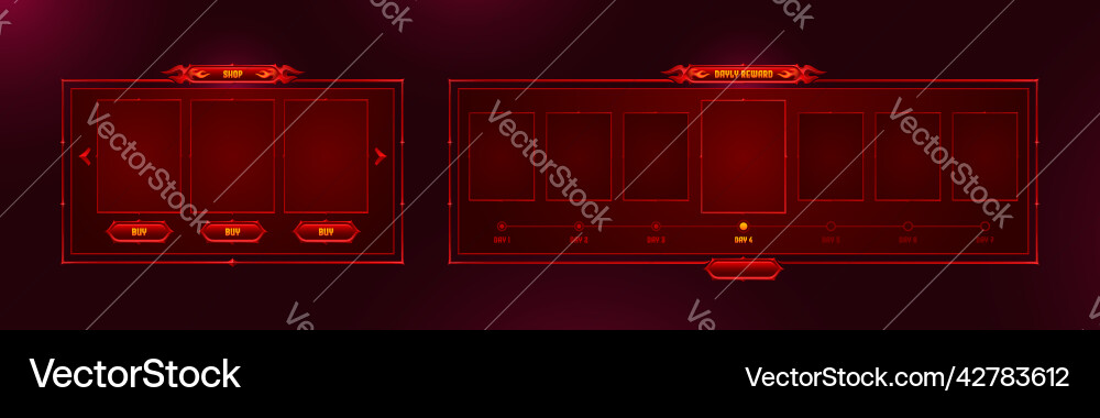 Hud frames for game shop and daily reward board Hud frames for game shop and daily reward board vector image