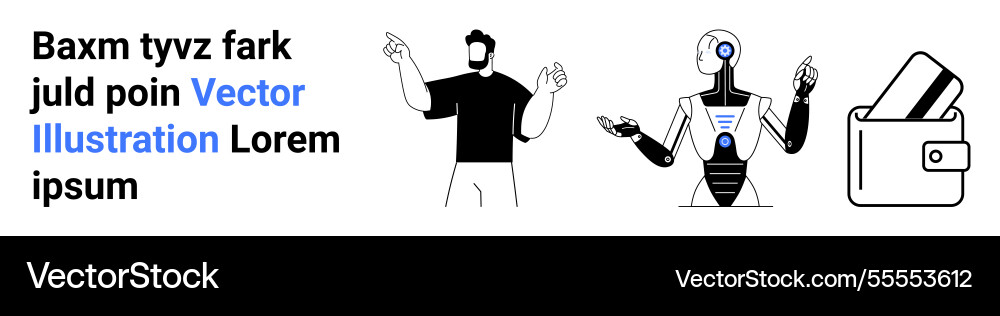 Human interaction with ai robot and digital Human interaction with ai robot and digital vector image