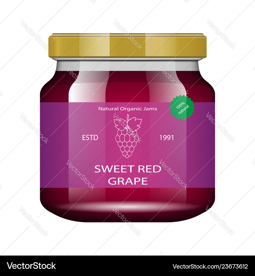 Jam grape glass jar with and configure Jam grape glass jar with and configure vector image