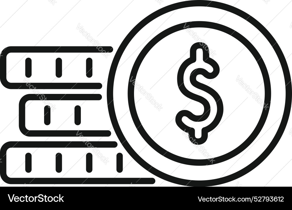 Line icon representing a stack of coins Vector Image