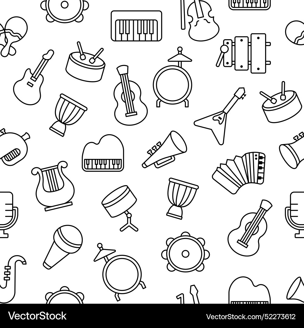 Musical instruments coloring page Royalty Free Vector Image