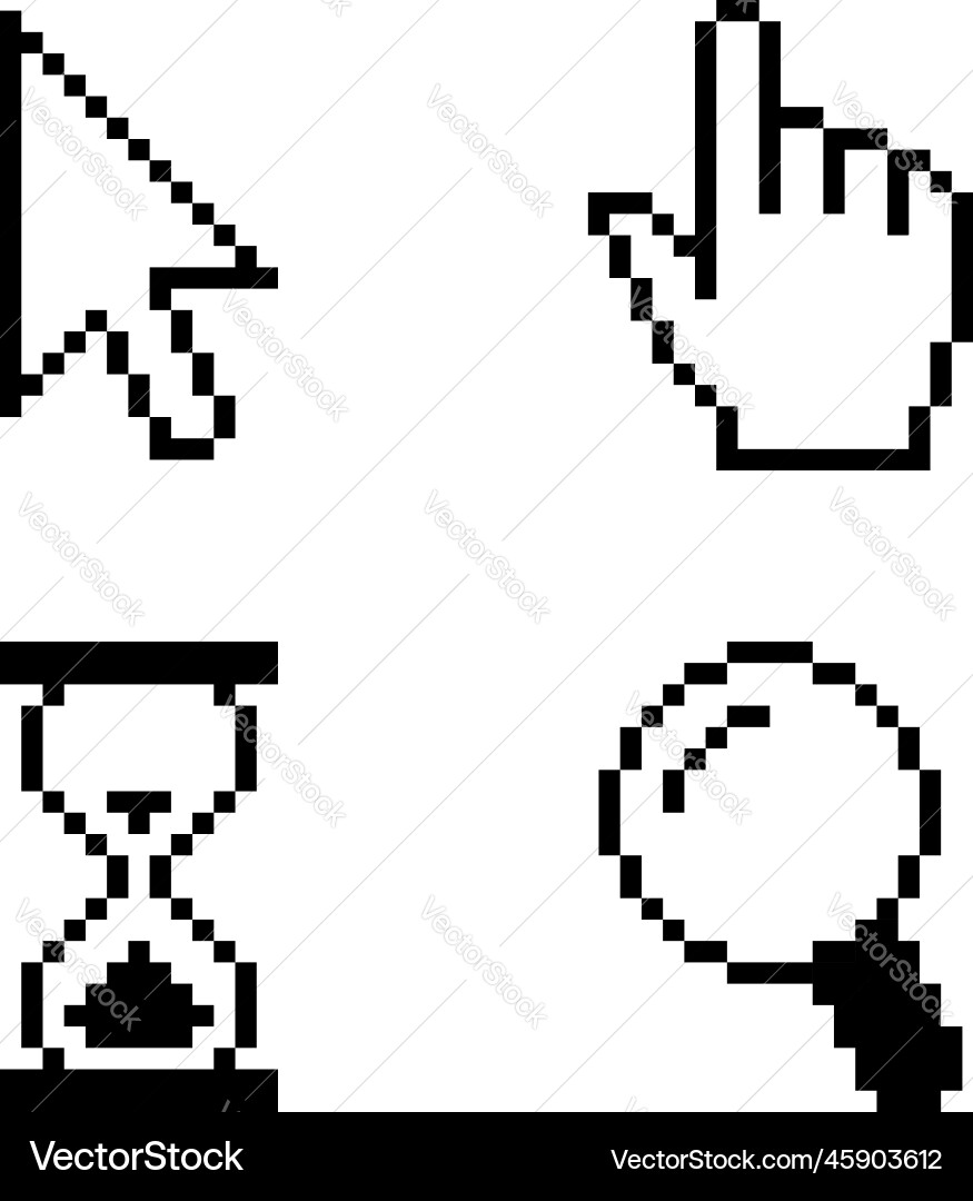 Pixel Cursor Icons - Pointer Set vektorbild