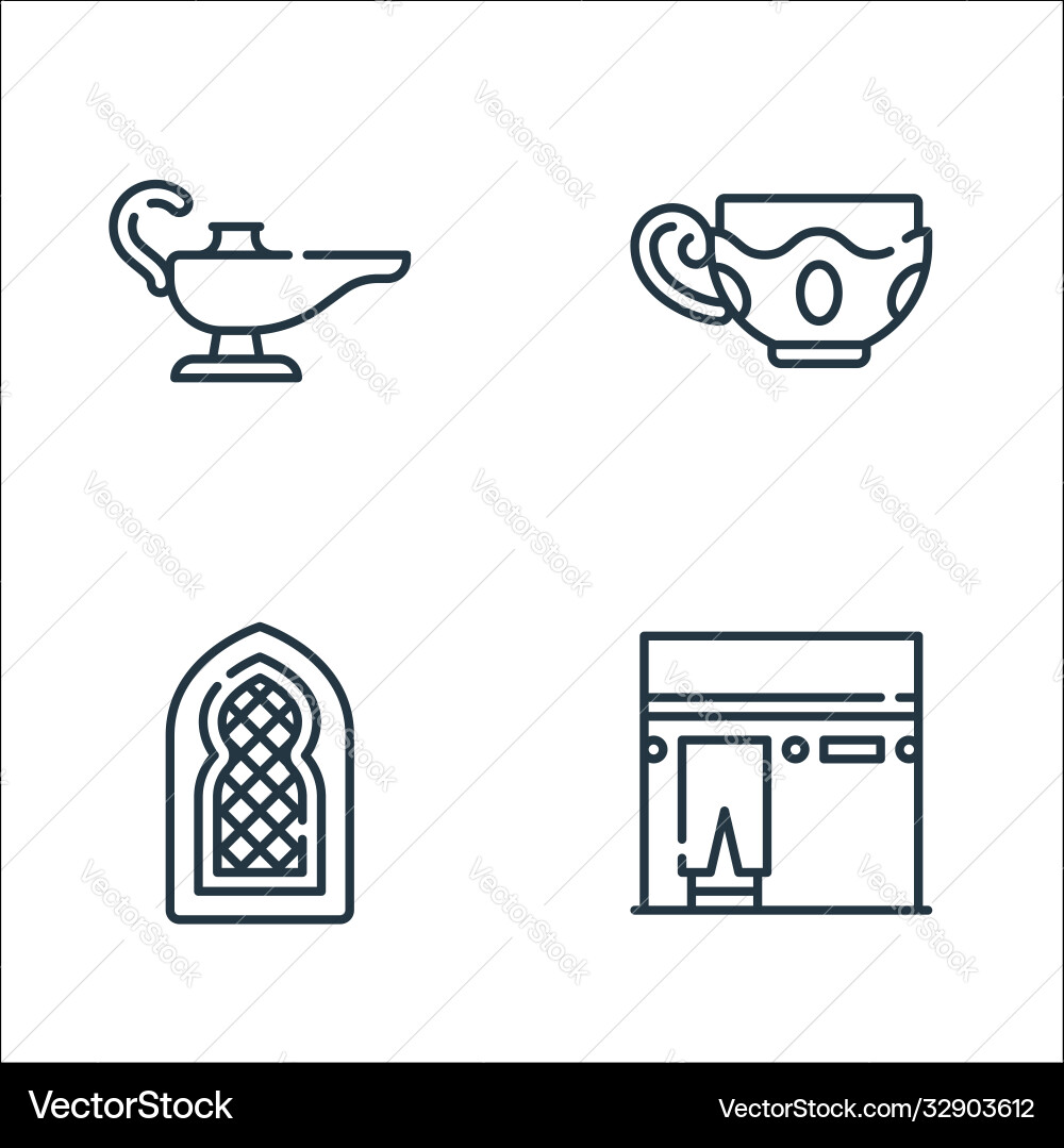 Ramadan line icons linear set quality Ramadan line icons linear set quality vector image