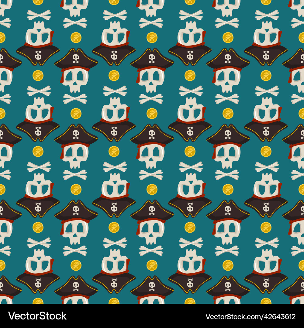 Seamless pattern with skeleton skull Vector Image
